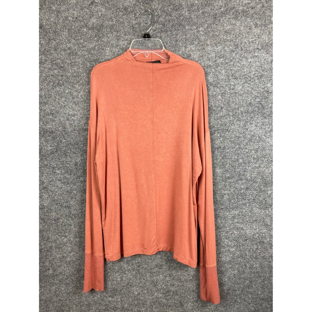 Cynthia Rowley Top Women's L Coral Thumbhole‎ Mock Neck Seam